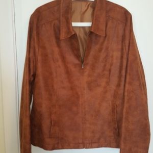 Zippered tan casual jacket blazer from Haggar